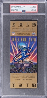 1993 Emmitt Smith Signed Super Bowl XXVII Full Ticket - PSA Authentic, PSA/DNA 10